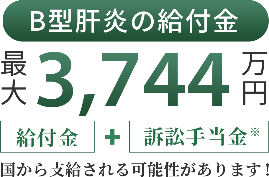 B型肝炎の給付金 最大3744万円 給付金+訴訟手当金 国から支給される可能性があります!